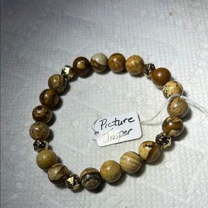 Picture Jasper Beaded Bracelet - Brown